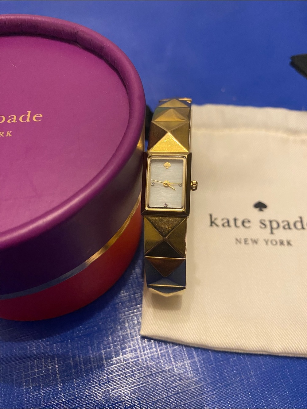 Kate Spade Gold Pyramid-Style Bangle Watch